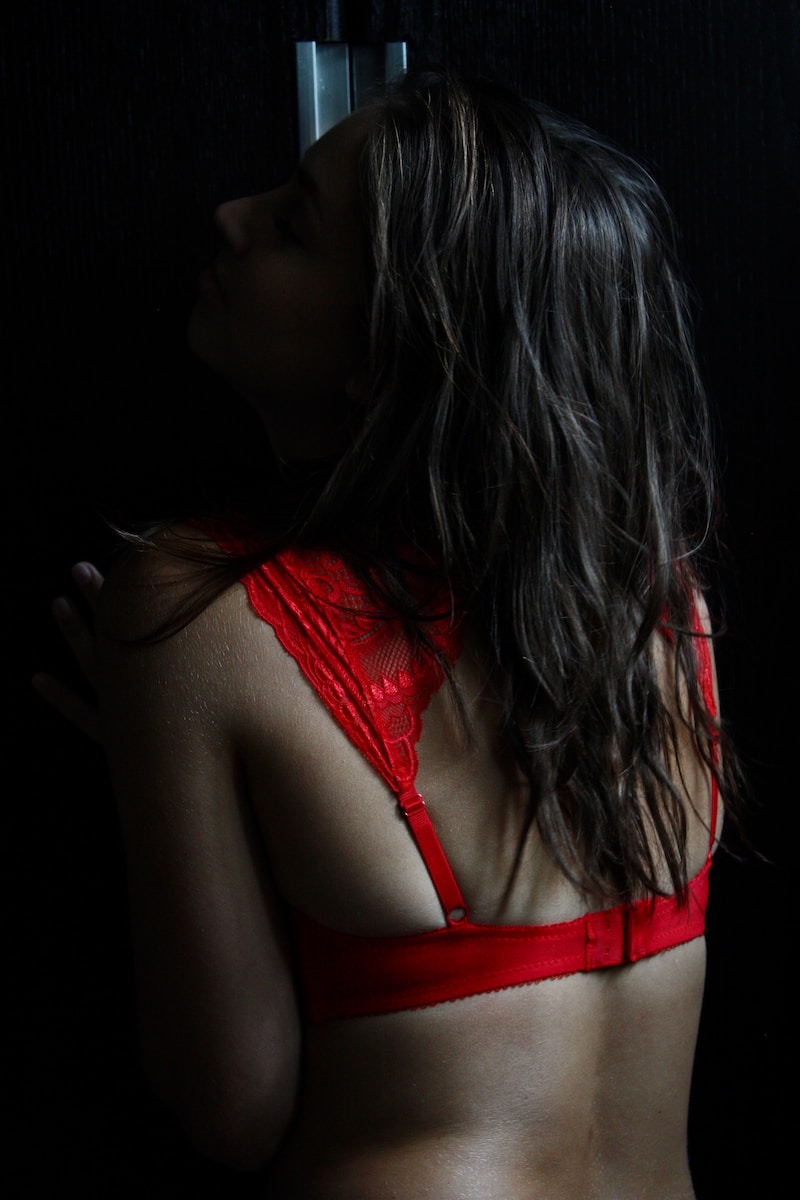 woman in red brassiere